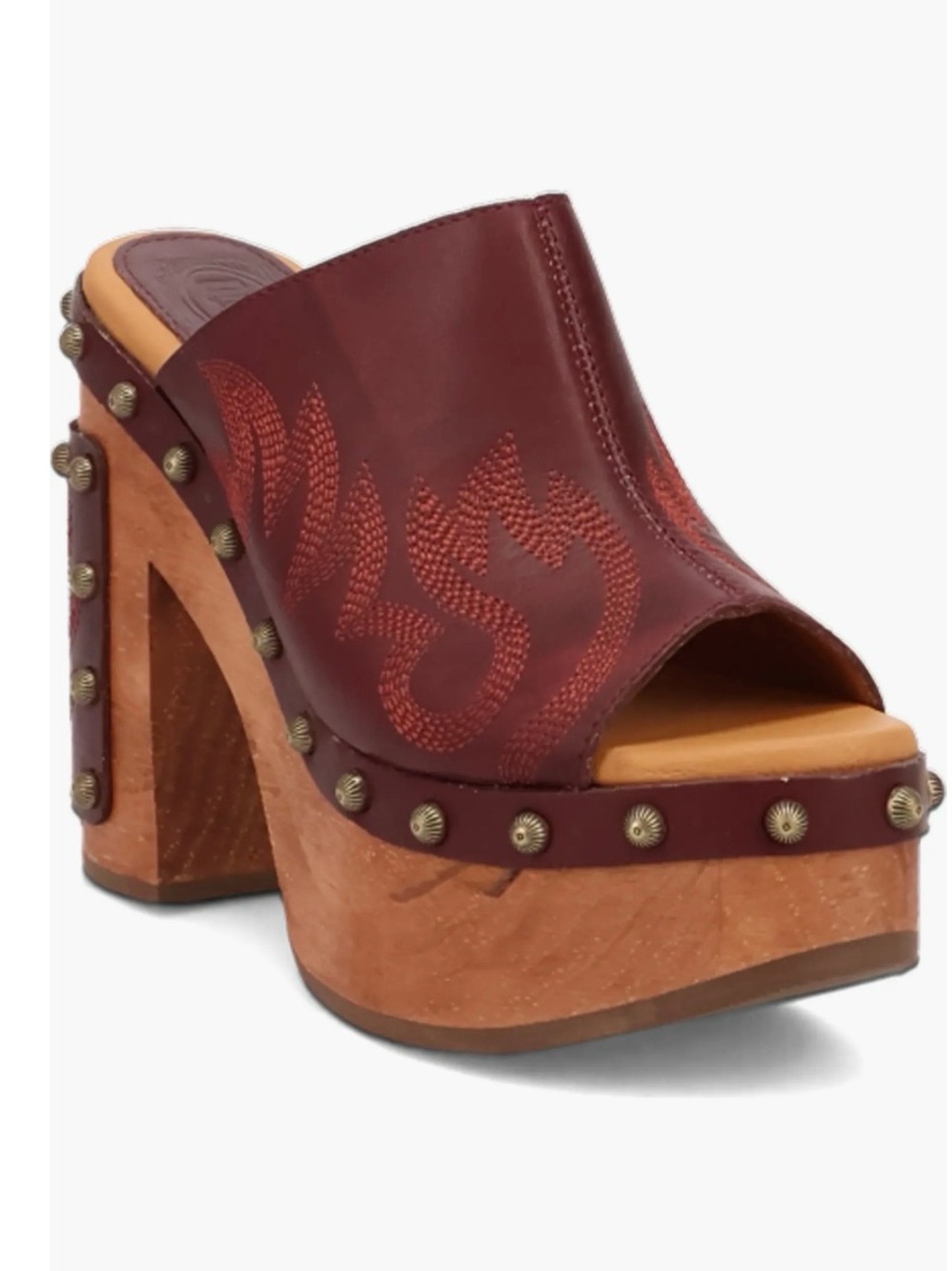 Dingo Free Spirit Women’s Burgundy Leather Platform Mule Sandal